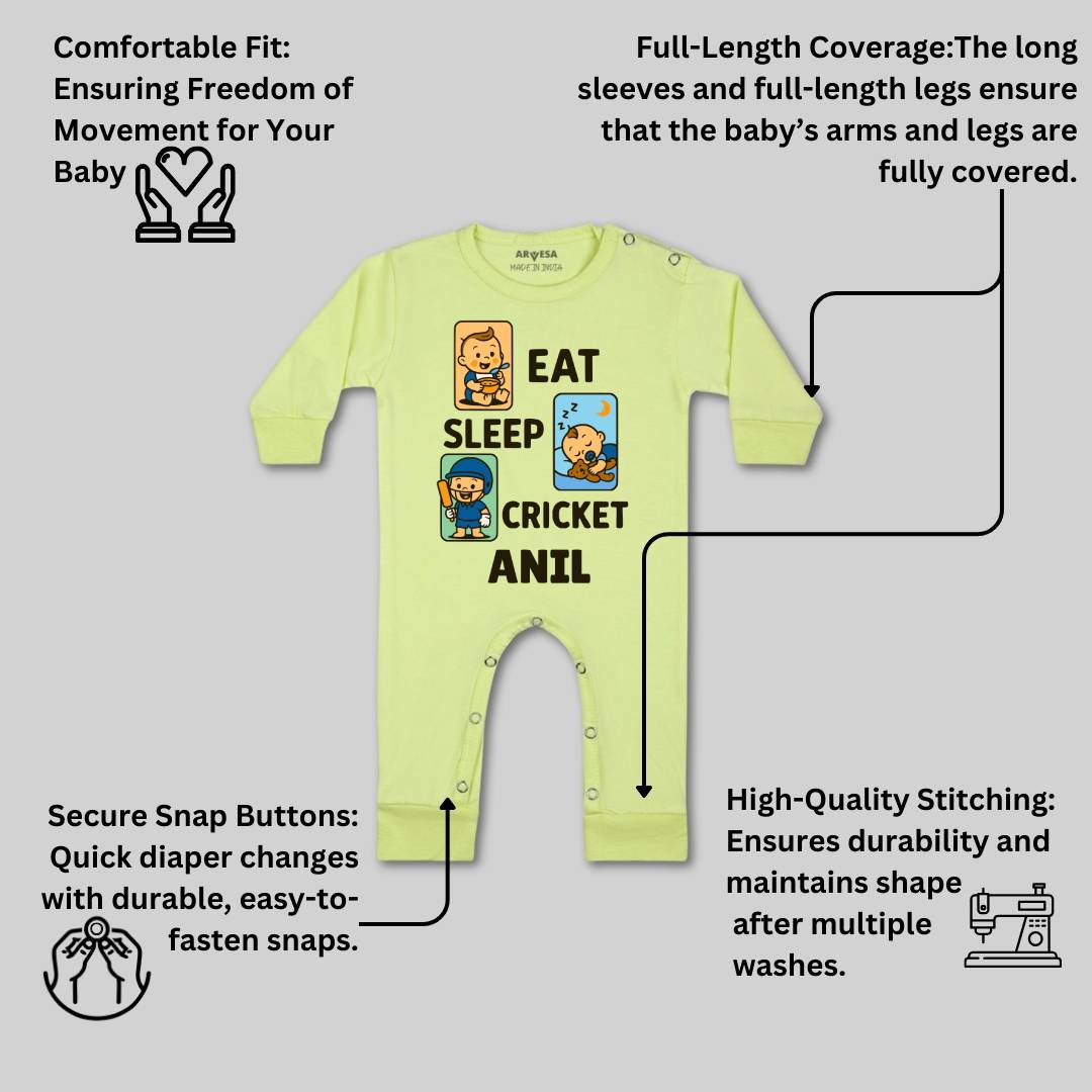 Arvesa Eat Sleep Cricket Baby Boy & Girl Dress