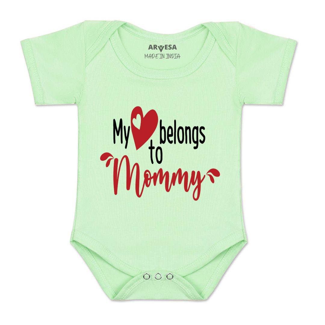 Arvesa My Heart Beling To Mommy Design-194 White 0-3 Months Jumpsuit for Baby Boy & Girl dress .
