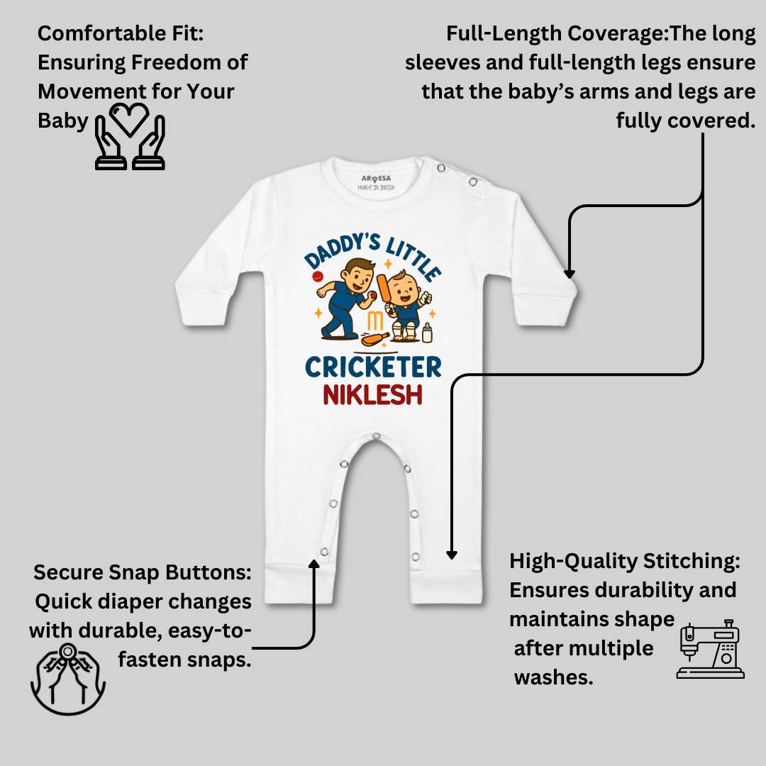 Arvesa Daddy Little Cricketer Baby Boy & Girl Dress