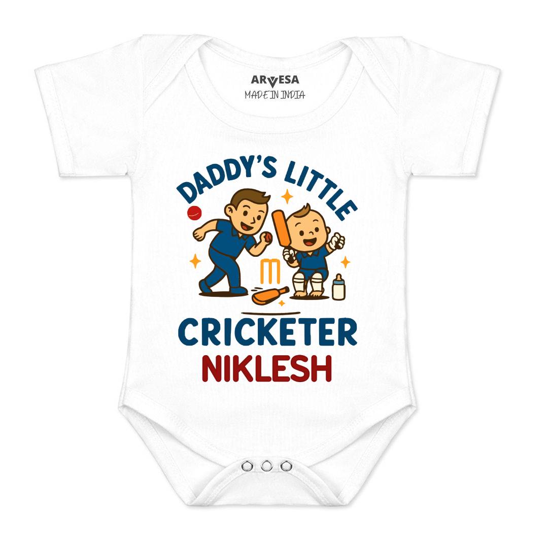 Arvesa Daddy Little Cricketer Baby Boy & Girl Dress