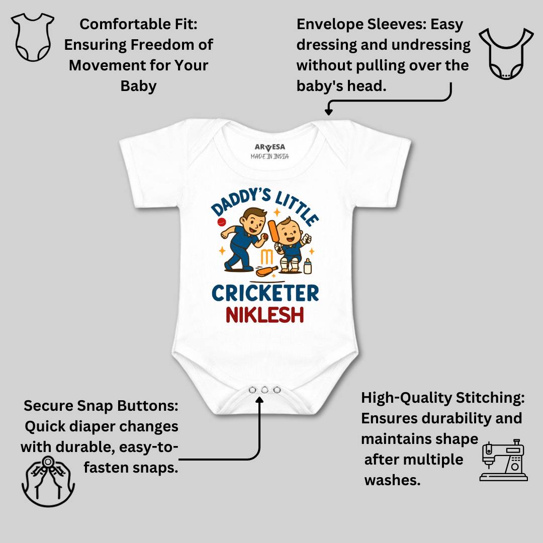 Arvesa Daddy Little Cricketer Baby Boy & Girl Dress