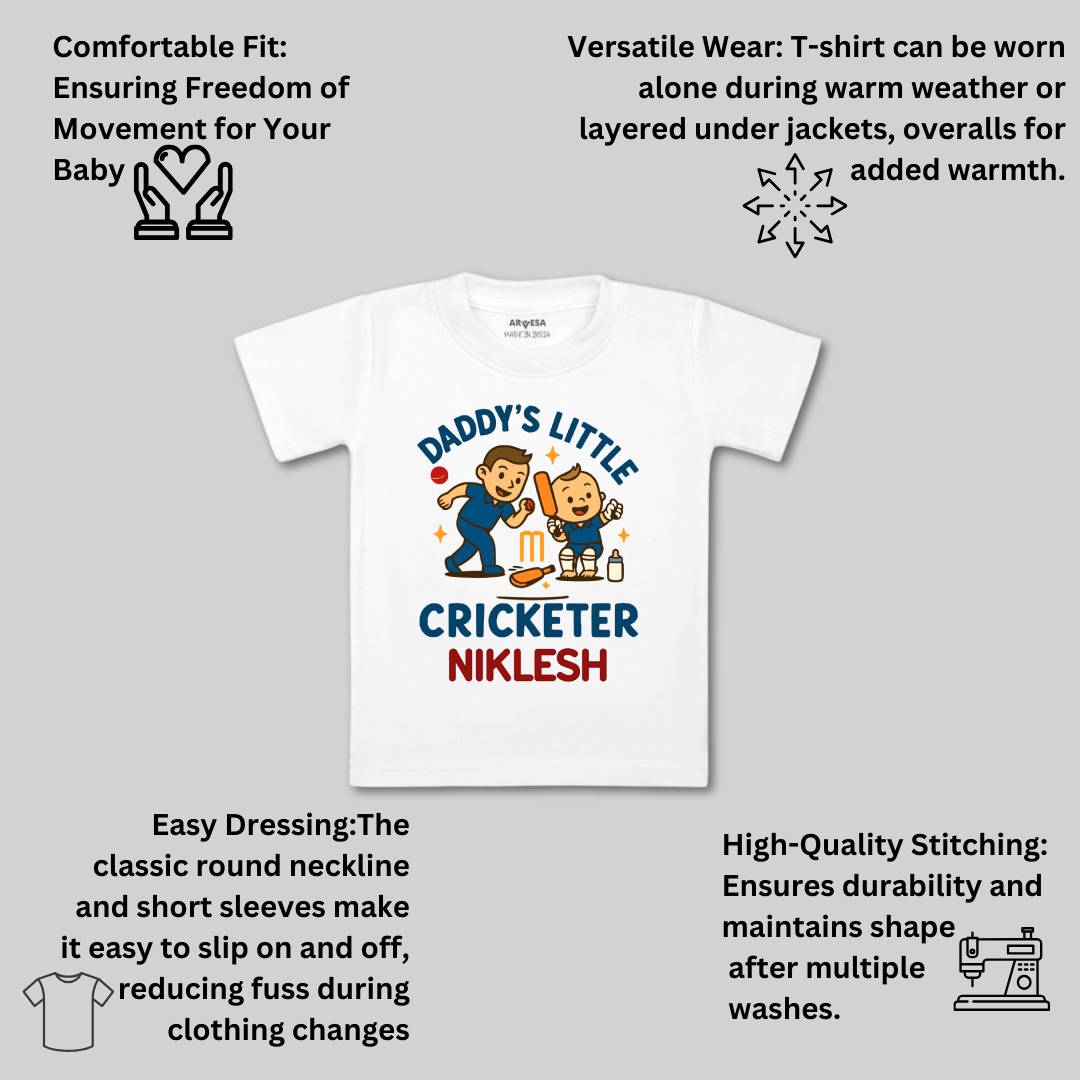 Arvesa Daddy Little Cricketer Baby Boy & Girl Dress
