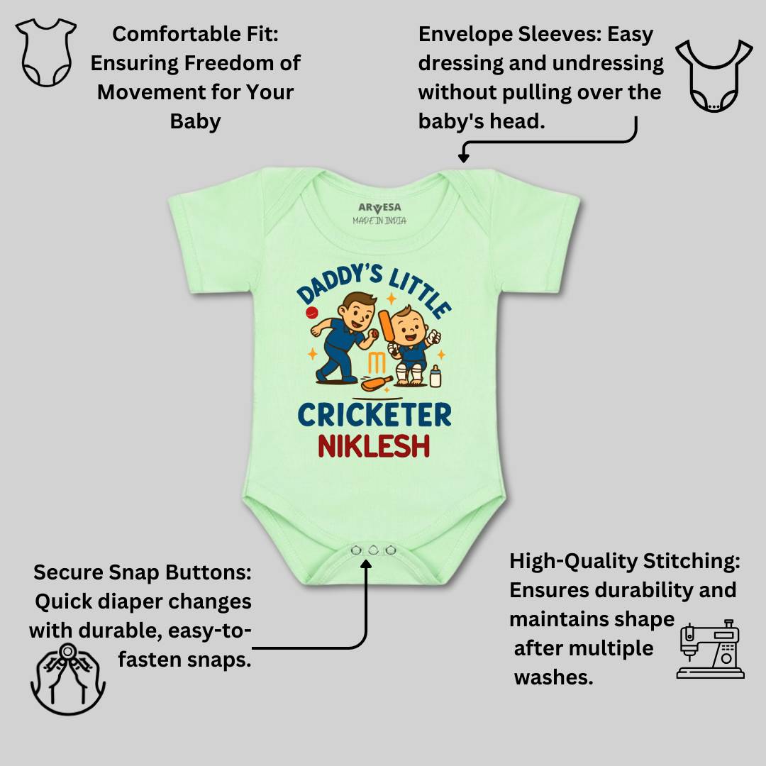 Arvesa Daddy Little Cricketer Baby Boy & Girl Dress