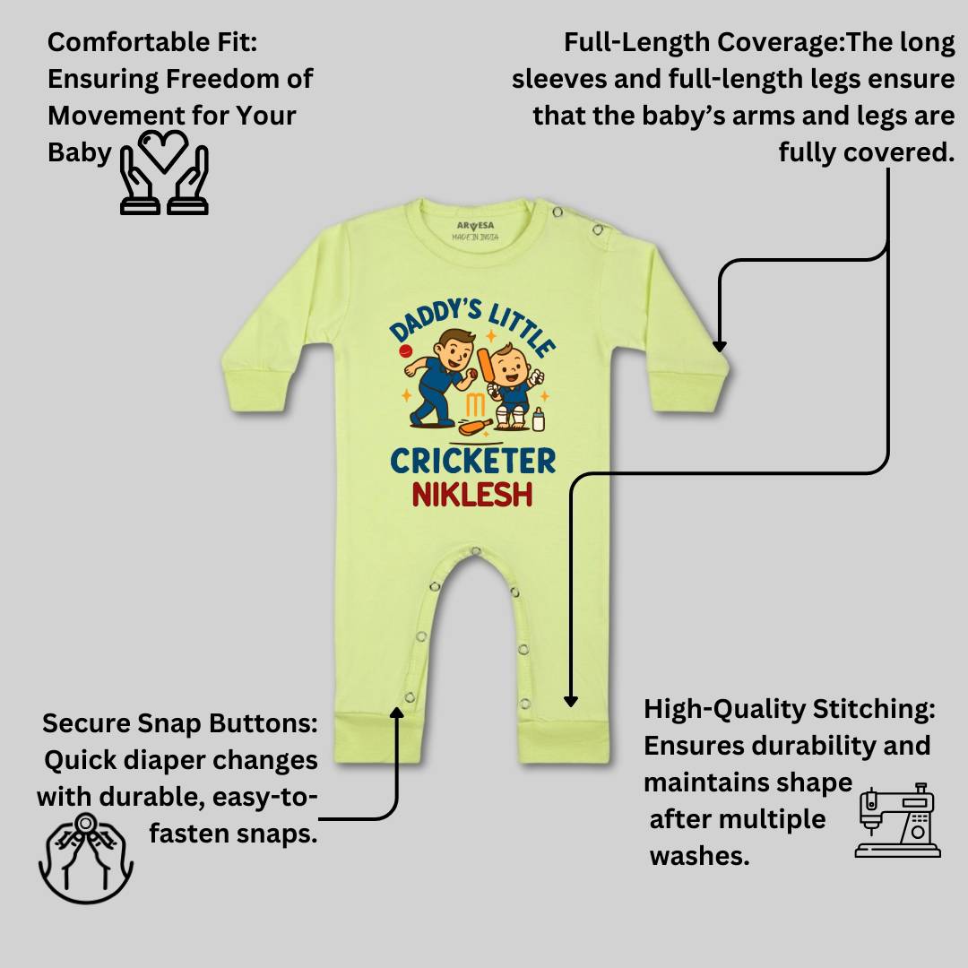 Arvesa Daddy Little Cricketer Baby Boy & Girl Dress