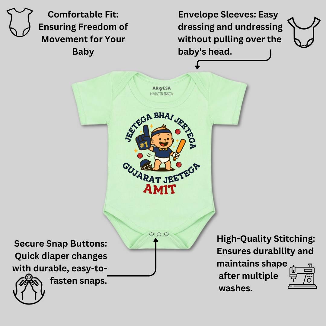 Arvesa Jeetega Bhai Jeetega Gujarat Jeetega Baby Boy & Girl Dress