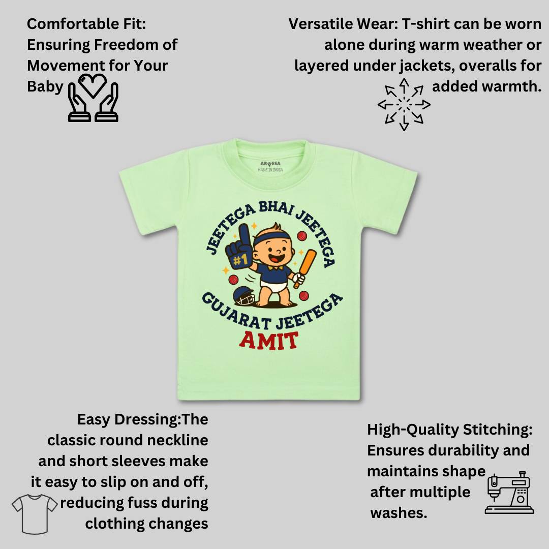 Arvesa Jeetega Bhai Jeetega Gujarat Jeetega Baby Boy & Girl Dress