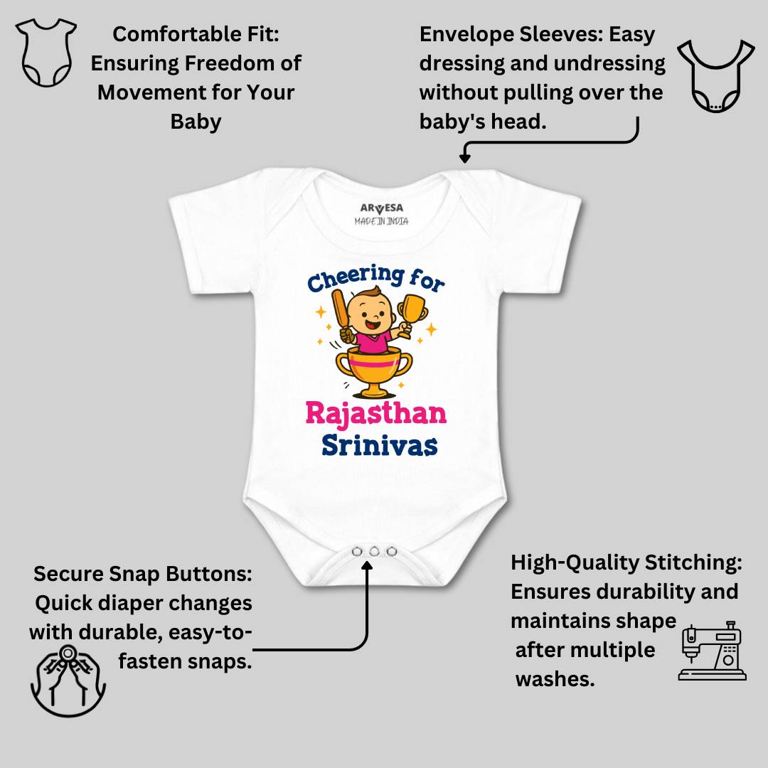 Arvesa Cheering For Rajasthan Baby Boy & Girl Dress