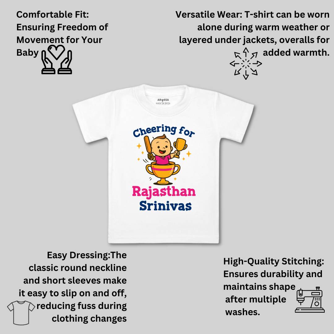 Arvesa Cheering For Rajasthan Baby Boy & Girl Dress