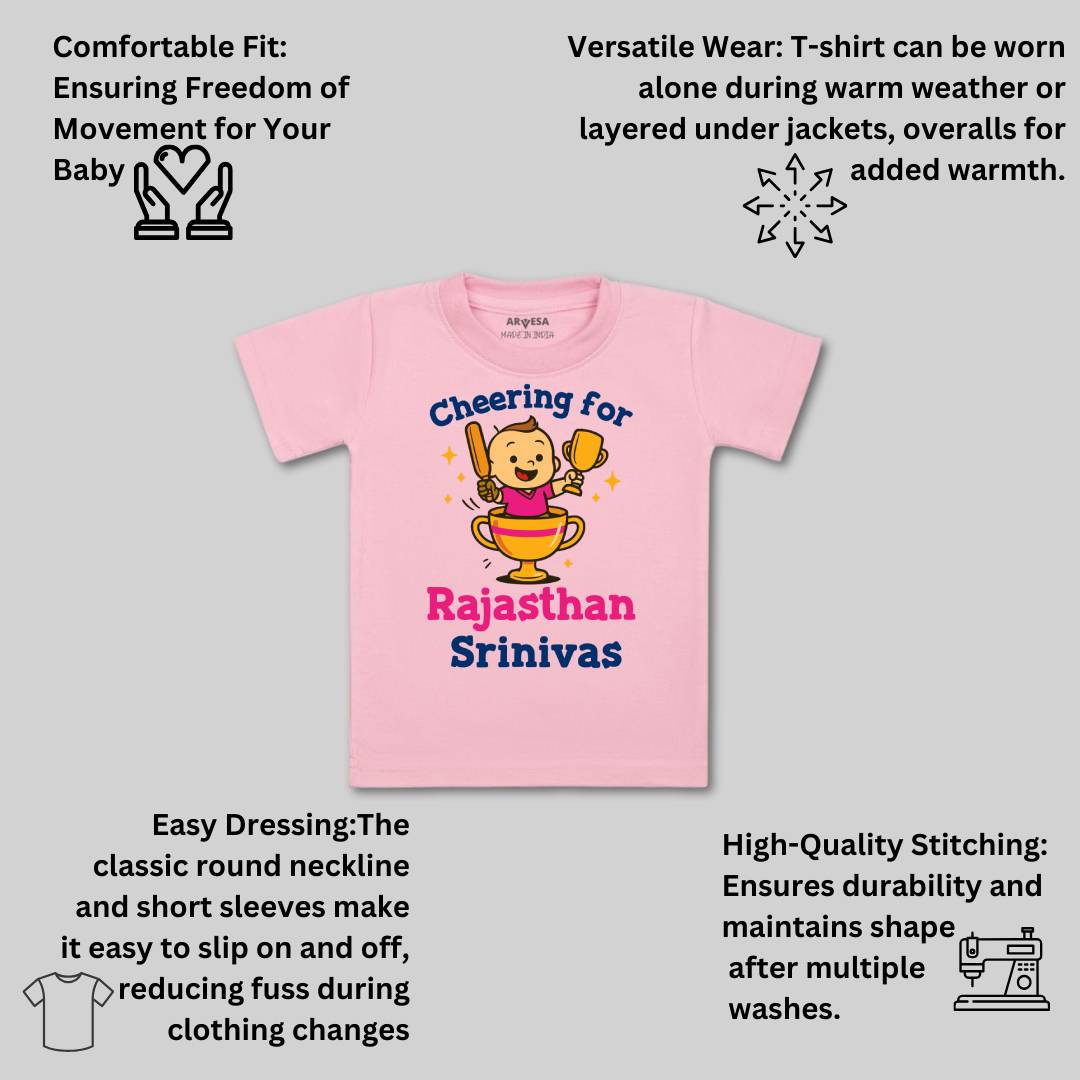 Arvesa Cheering For Rajasthan Baby Boy & Girl Dress