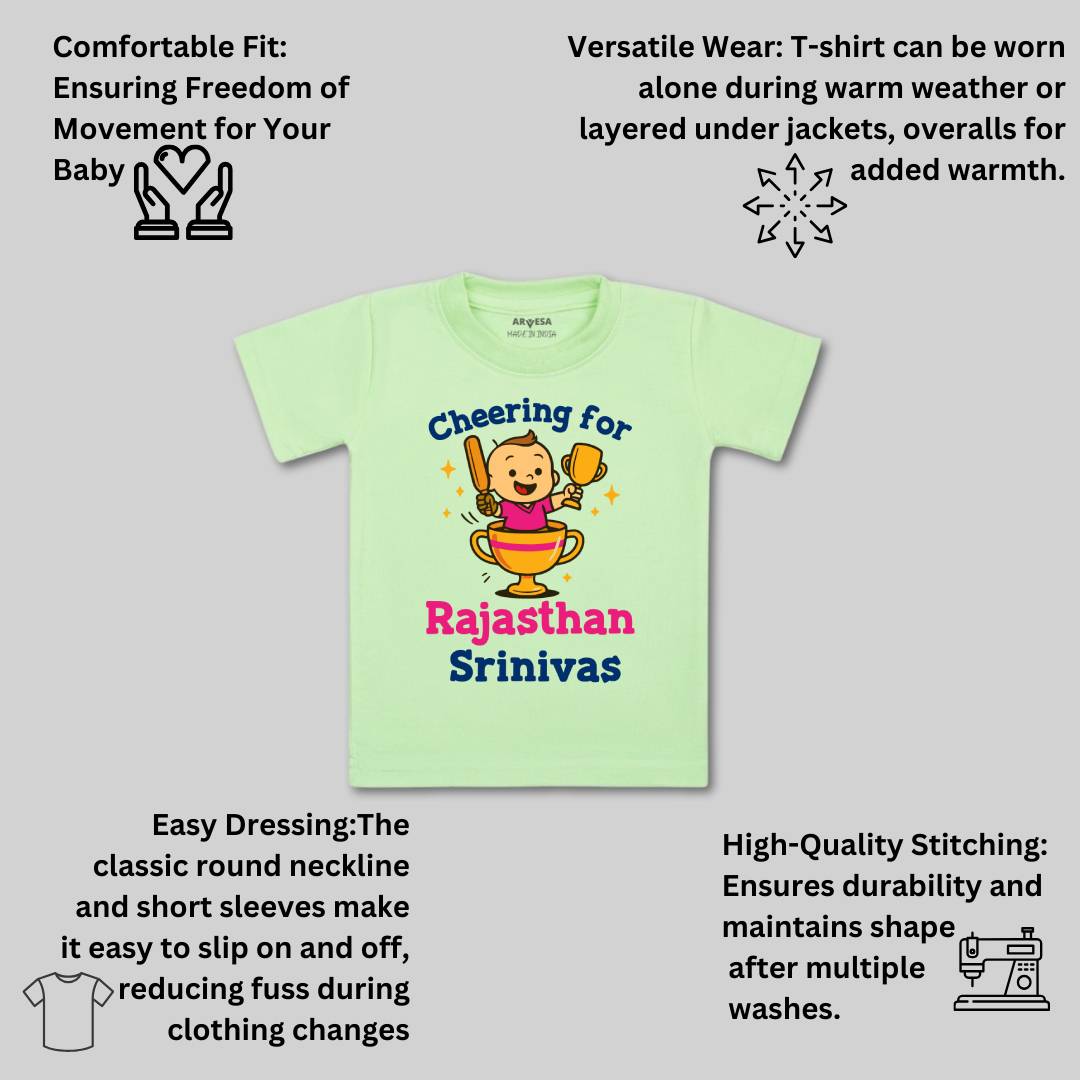 Arvesa Cheering For Rajasthan Baby Boy & Girl Dress
