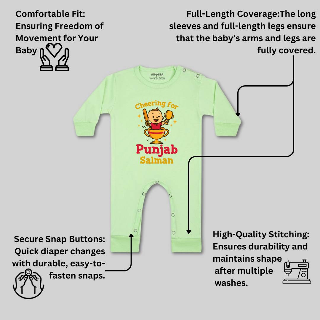 Arvesa Cheering For Punjab Baby Boy & Girl Dress