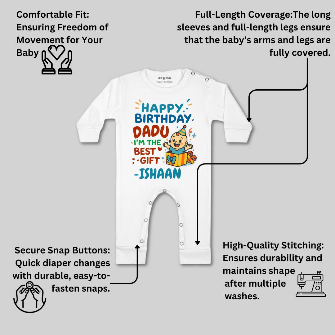 Arvesa Happy Birthday Dadu Baby Boy & Girl Dress