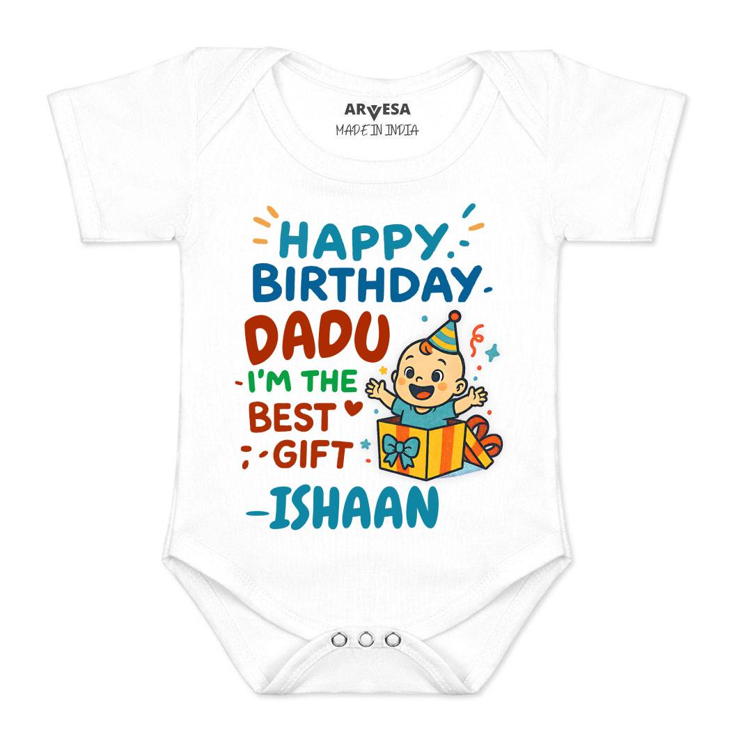 Arvesa Happy Birthday Dadu Baby Boy & Girl Dress