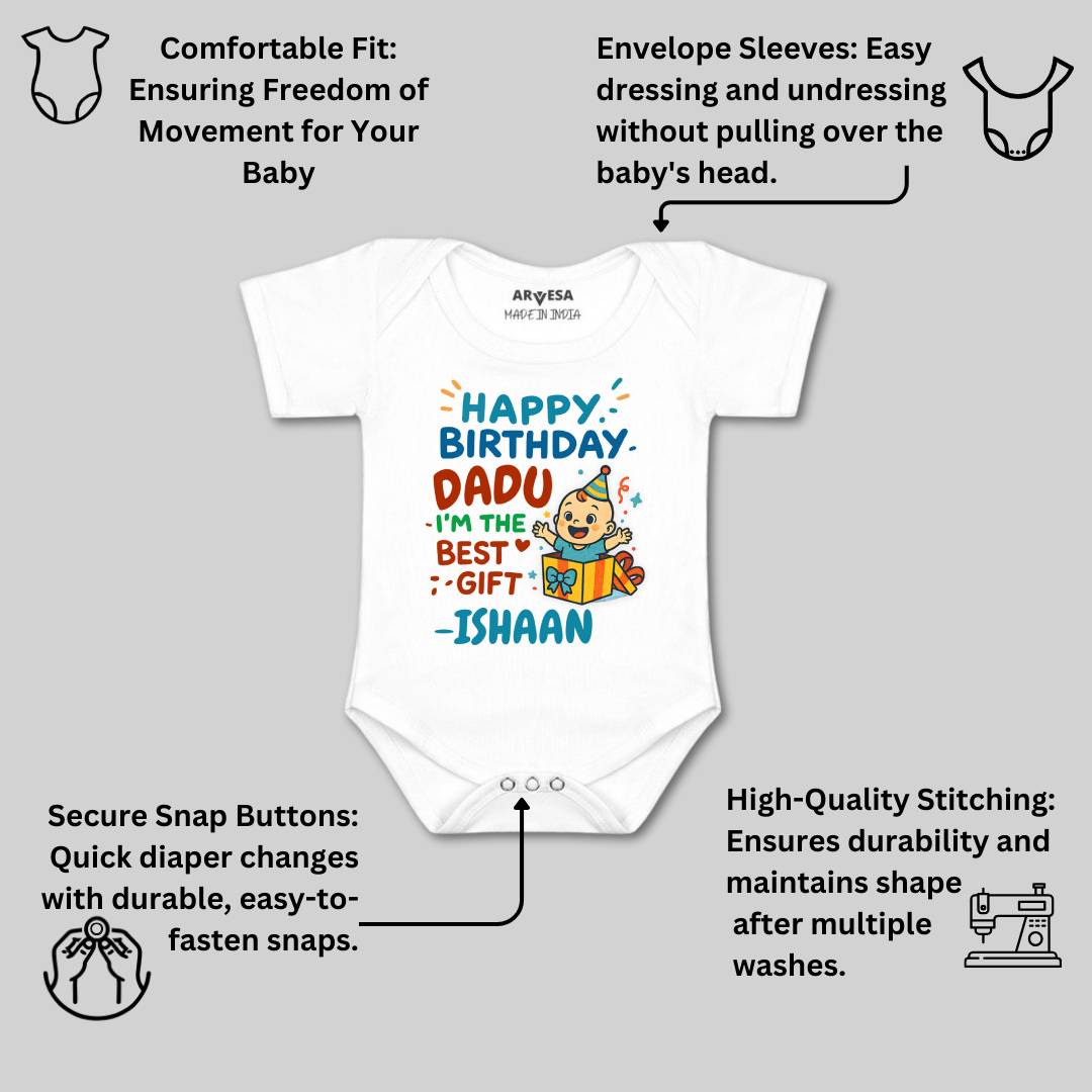 Arvesa Happy Birthday Dadu Baby Boy & Girl Dress