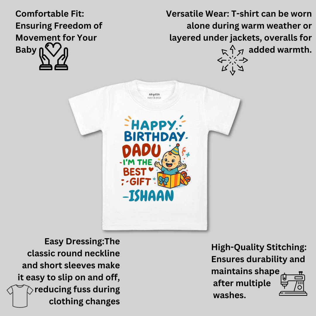 Arvesa Happy Birthday Dadu Baby Boy & Girl Dress