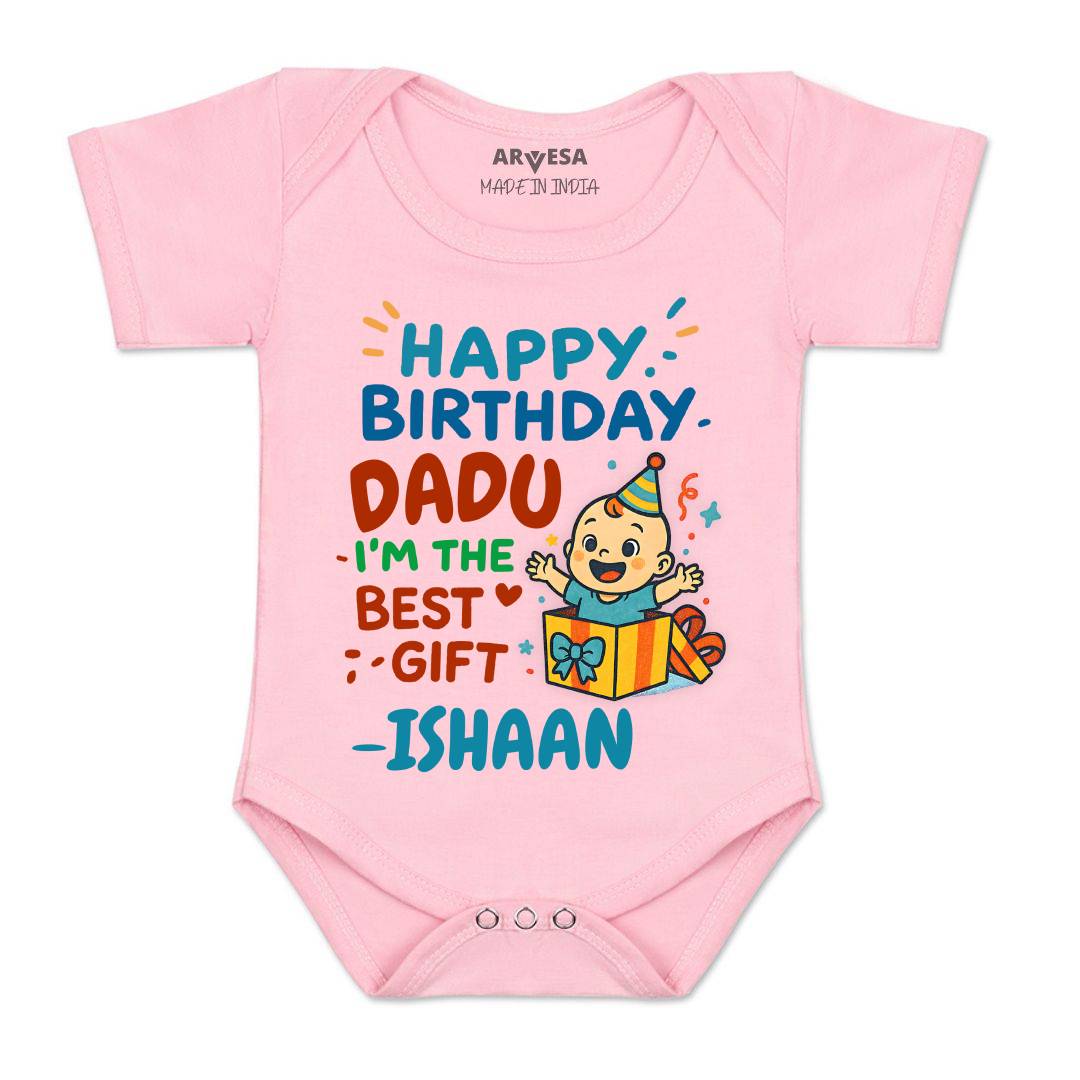 Arvesa Happy Birthday Dadu Baby Boy & Girl Dress
