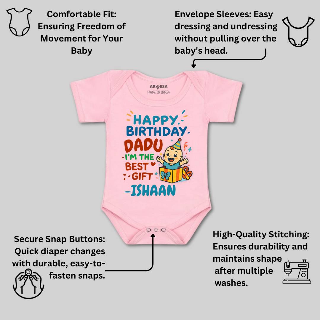 Arvesa Happy Birthday Dadu Baby Boy & Girl Dress
