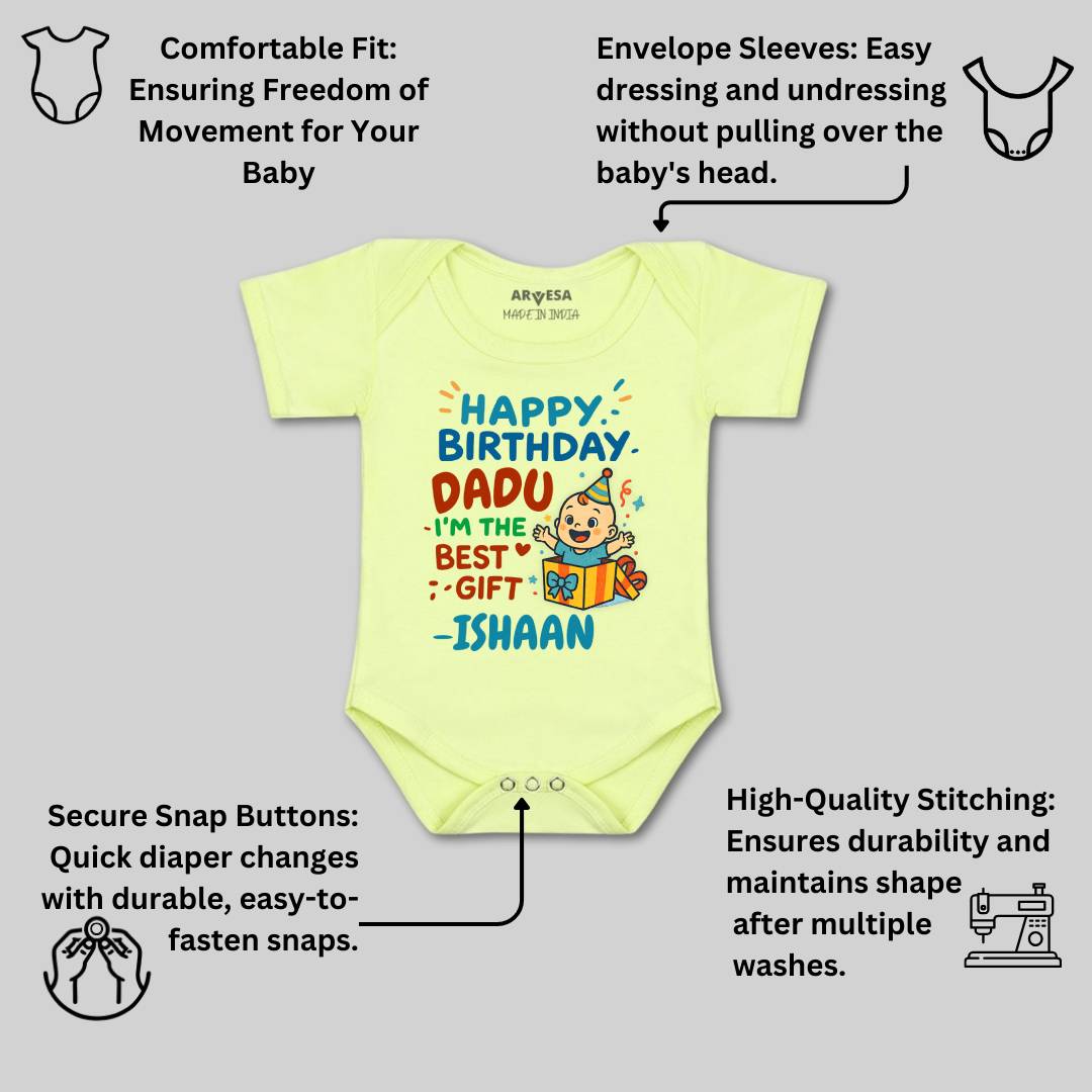 Arvesa Happy Birthday Dadu Baby Boy & Girl Dress