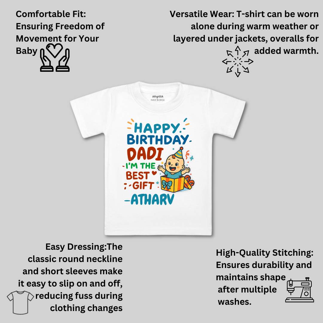 Arvesa Happy Birthday Dadi Baby Boy & Girl Dress