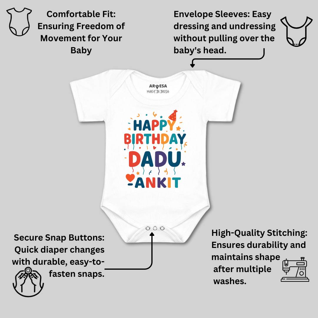 Arvesa Happy Birthday Dadu Baby Boy & Girl Dress