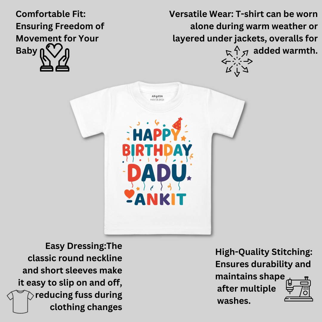 Arvesa Happy Birthday Dadu Baby Boy & Girl Dress