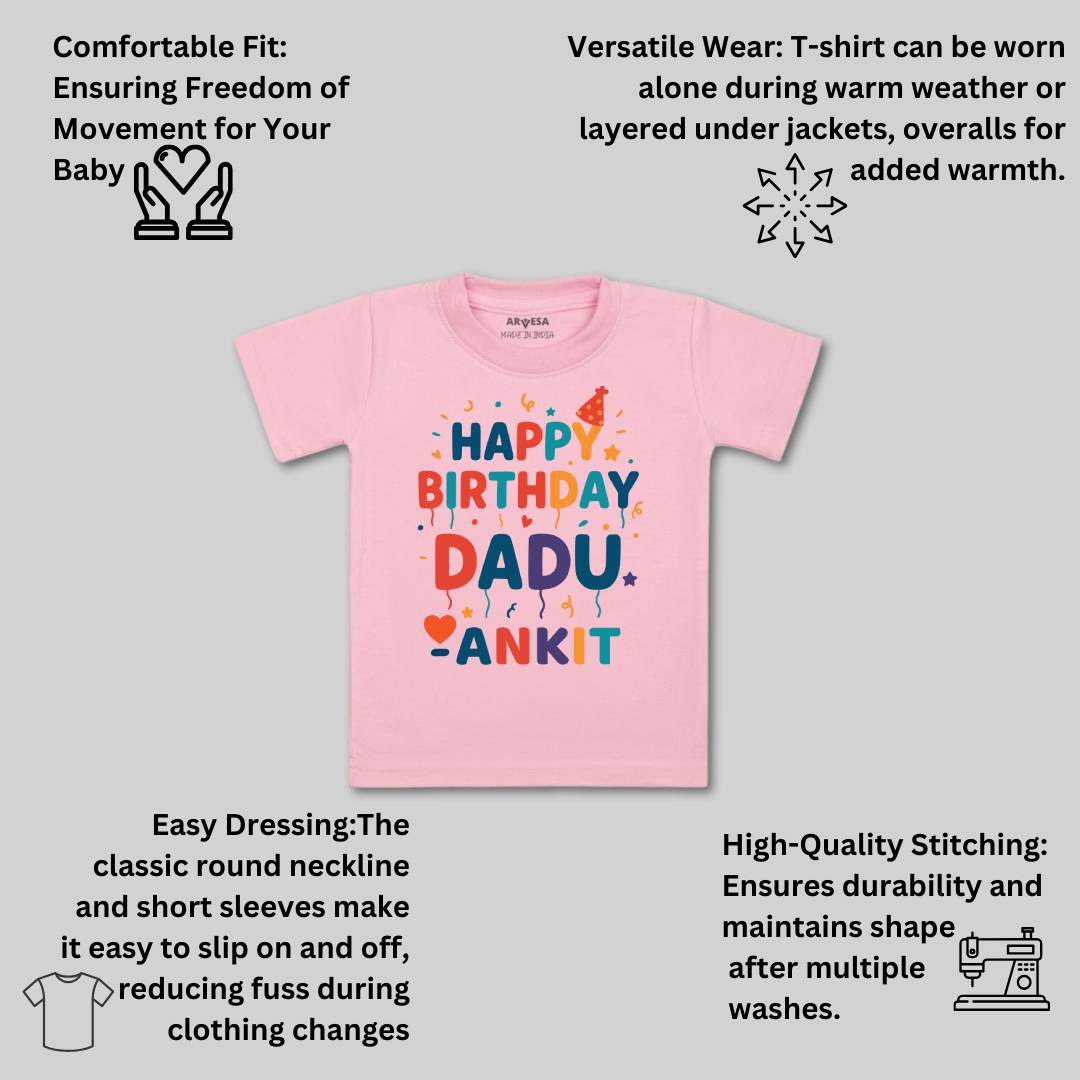 Arvesa Happy Birthday Dadu Baby Boy & Girl Dress