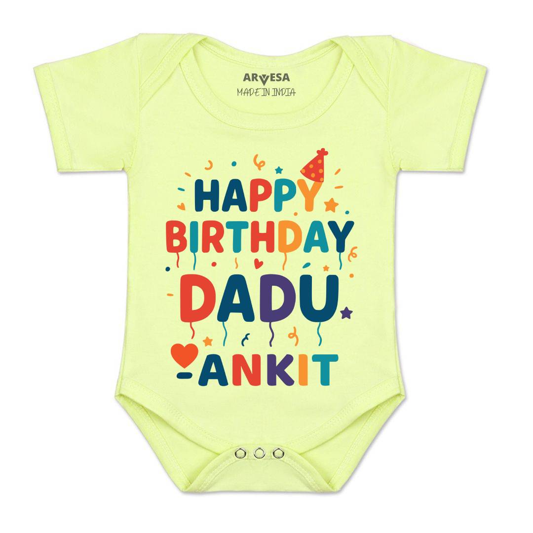 Arvesa Happy Birthday Dadu Baby Boy & Girl Dress
