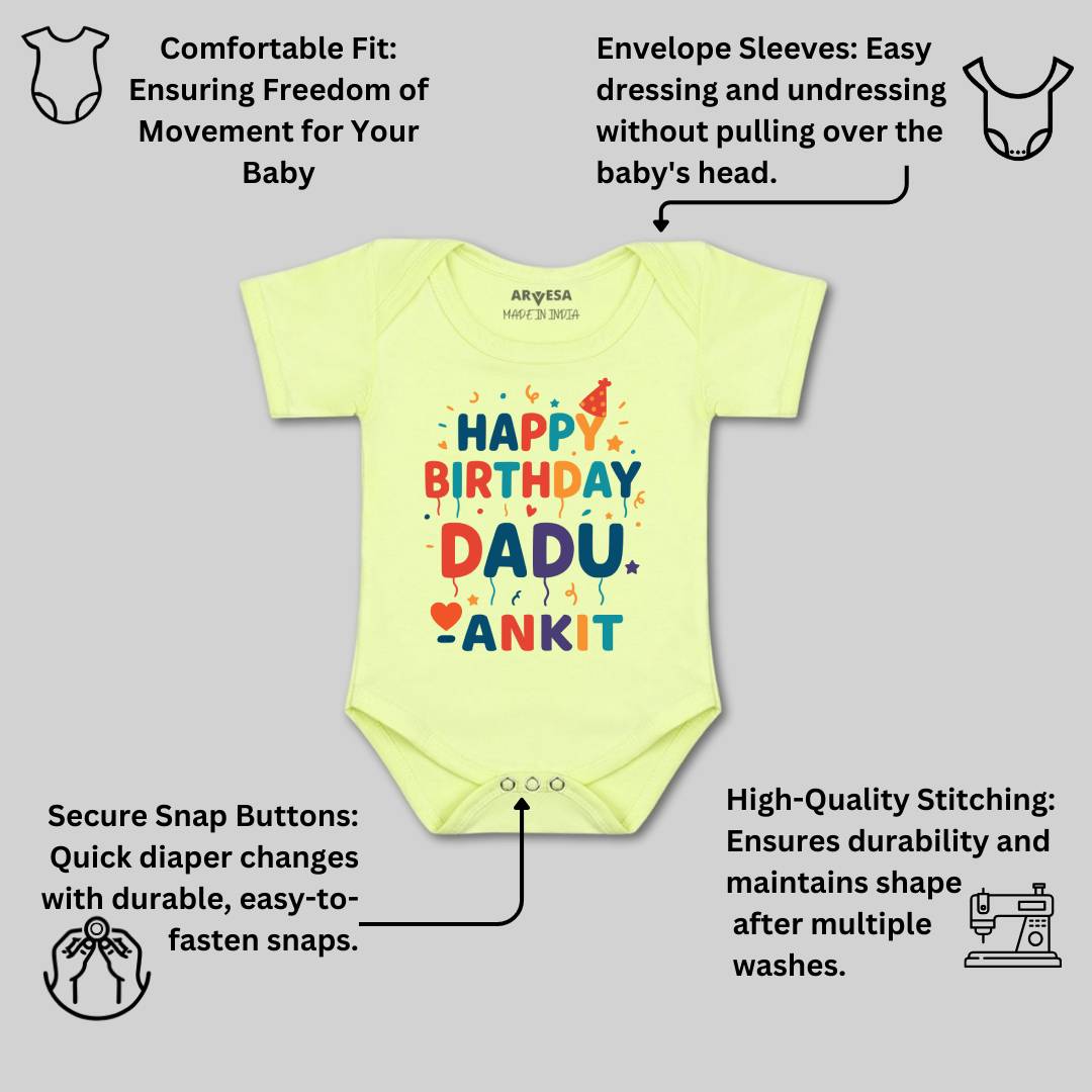 Arvesa Happy Birthday Dadu Baby Boy & Girl Dress