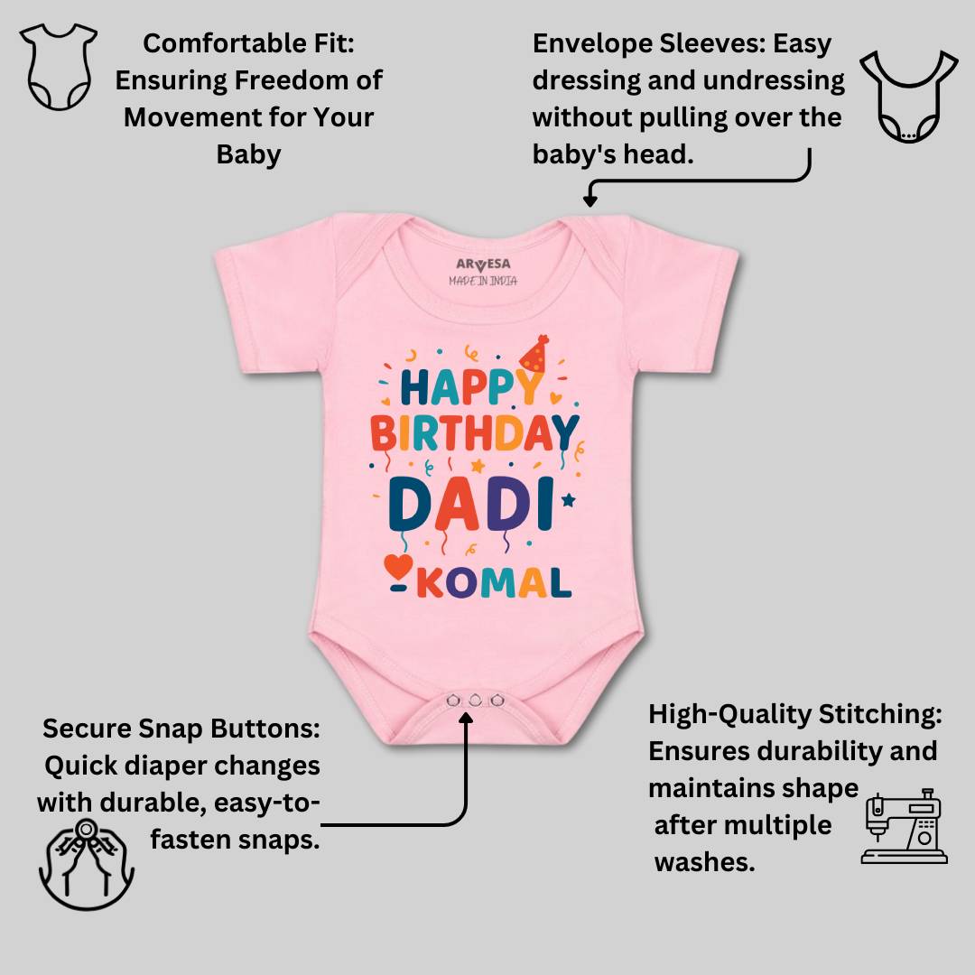 Arvesa Happy Birthday Dadi Baby Boy & Girl Dress
