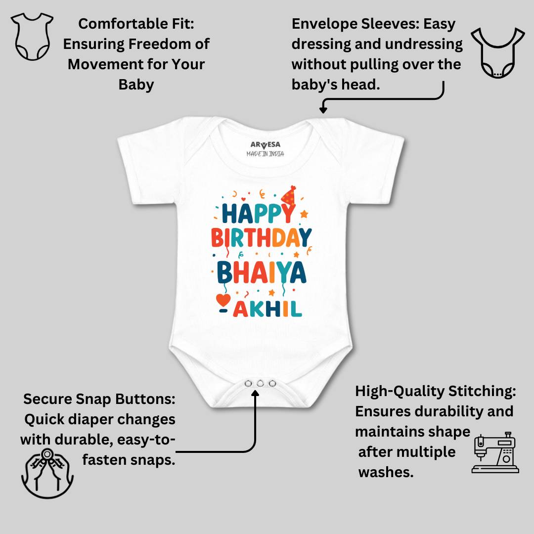 Arvesa Happy Birthday Bhaiya Baby Boy & Girl Dress