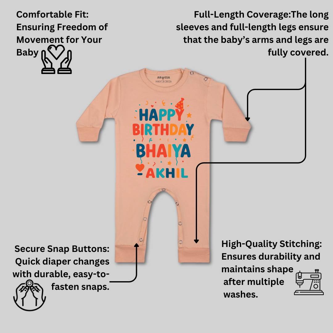 Arvesa Happy Birthday Bhaiya Baby Boy & Girl Dress