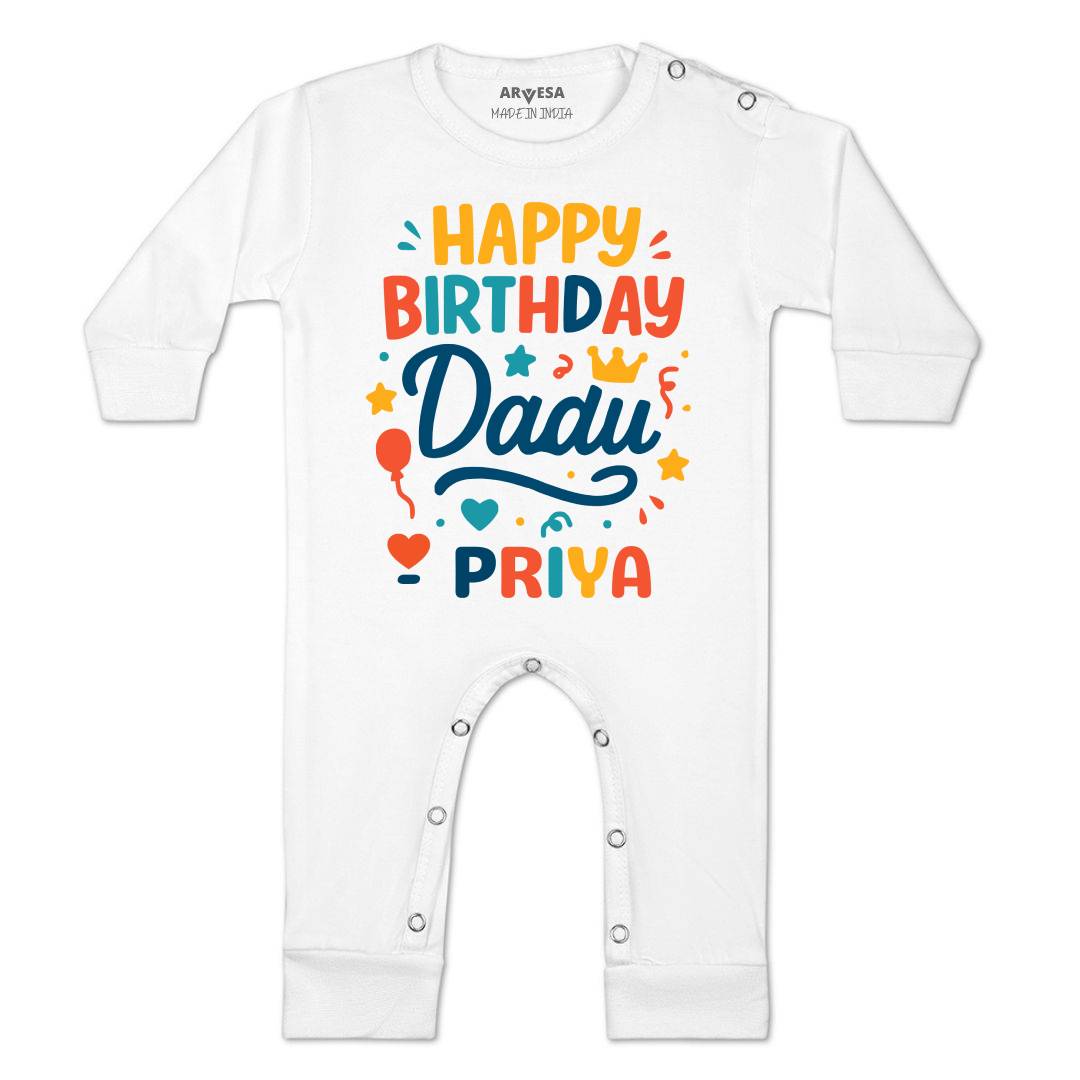 Arvesa Happy Birthday Dadu Baby Boy & Girl Dress