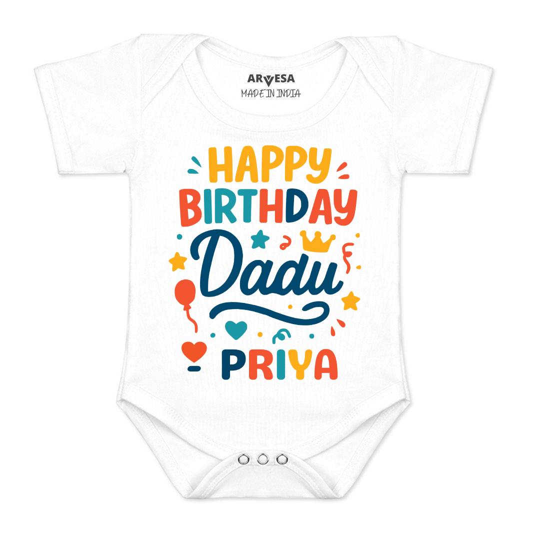 Arvesa Happy Birthday Dadu Baby Boy & Girl Dress
