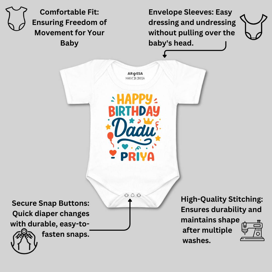 Arvesa Happy Birthday Dadu Baby Boy & Girl Dress