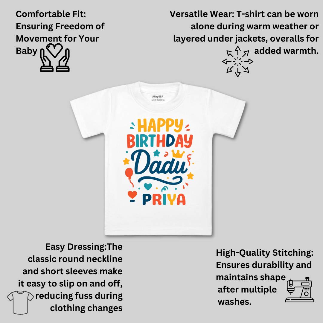 Arvesa Happy Birthday Dadu Baby Boy & Girl Dress