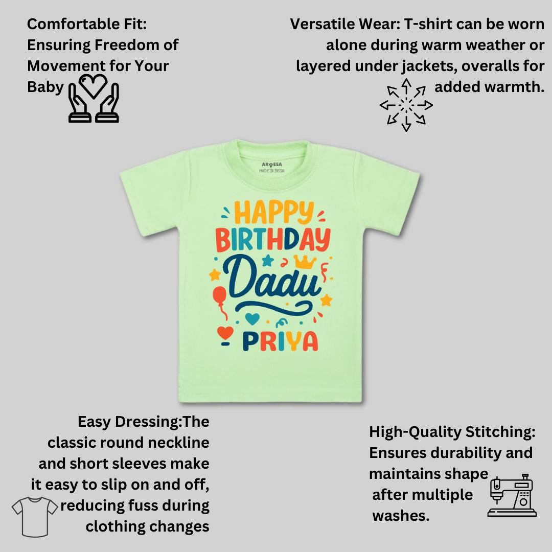 Arvesa Happy Birthday Dadu Baby Boy & Girl Dress