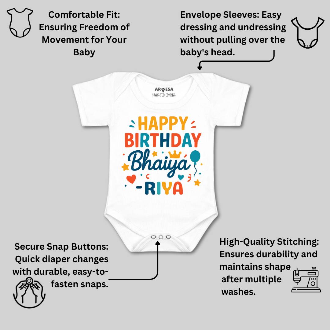 Arvesa Happy Birthday Bhaiya Baby Boy & Girl Dress