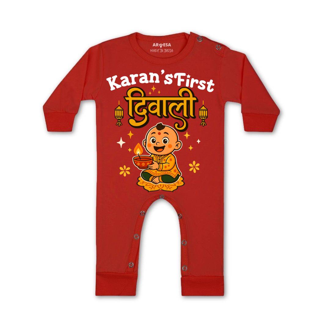 Arvesa My First Diwali Baby Boy & Girl SingleJumpsuit2067