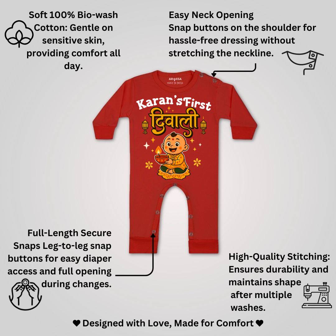 Arvesa My First Diwali Baby Boy & Girl SingleJumpsuit2067