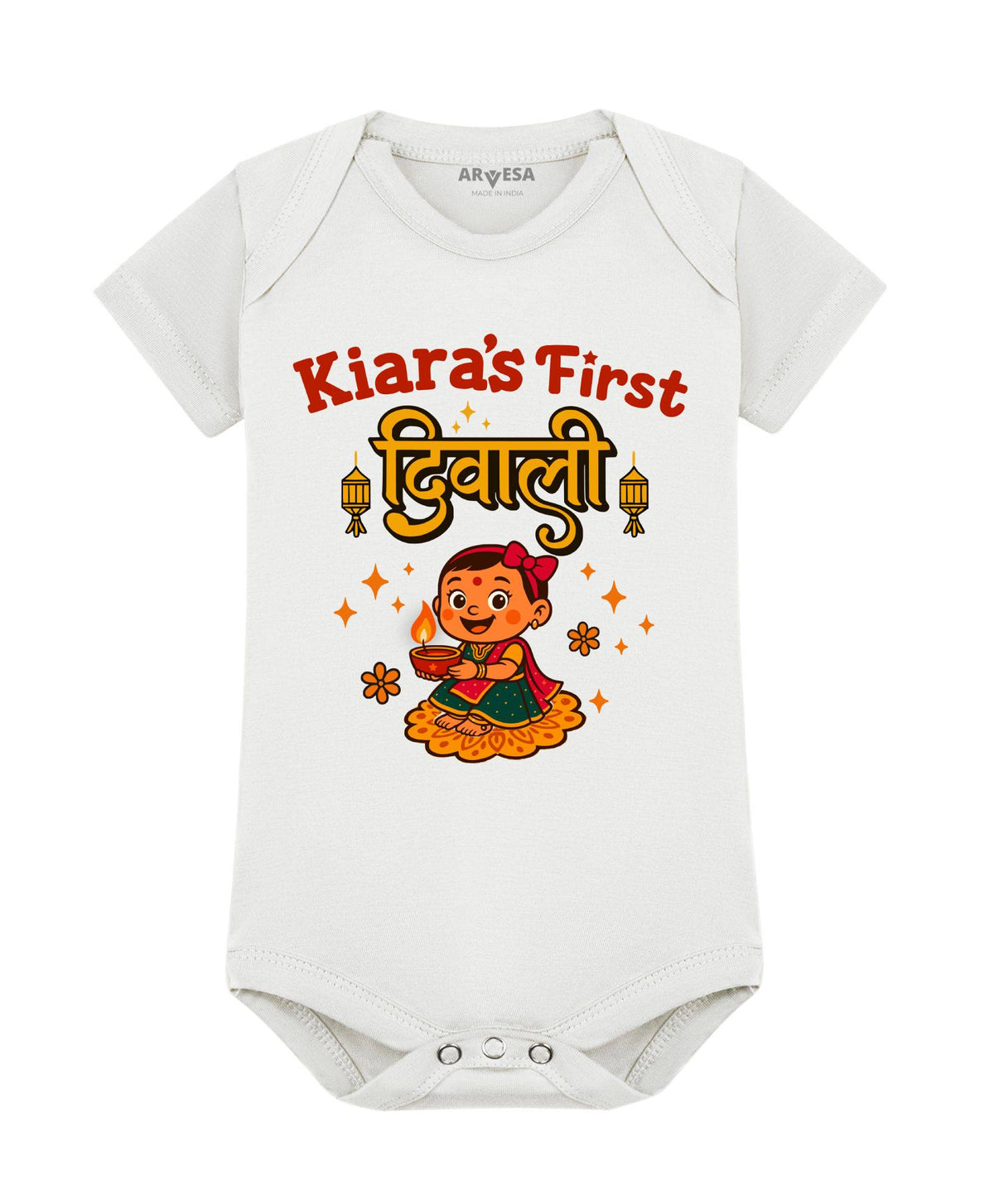 ARVESA My First Diwali personalized romper design 2070 white