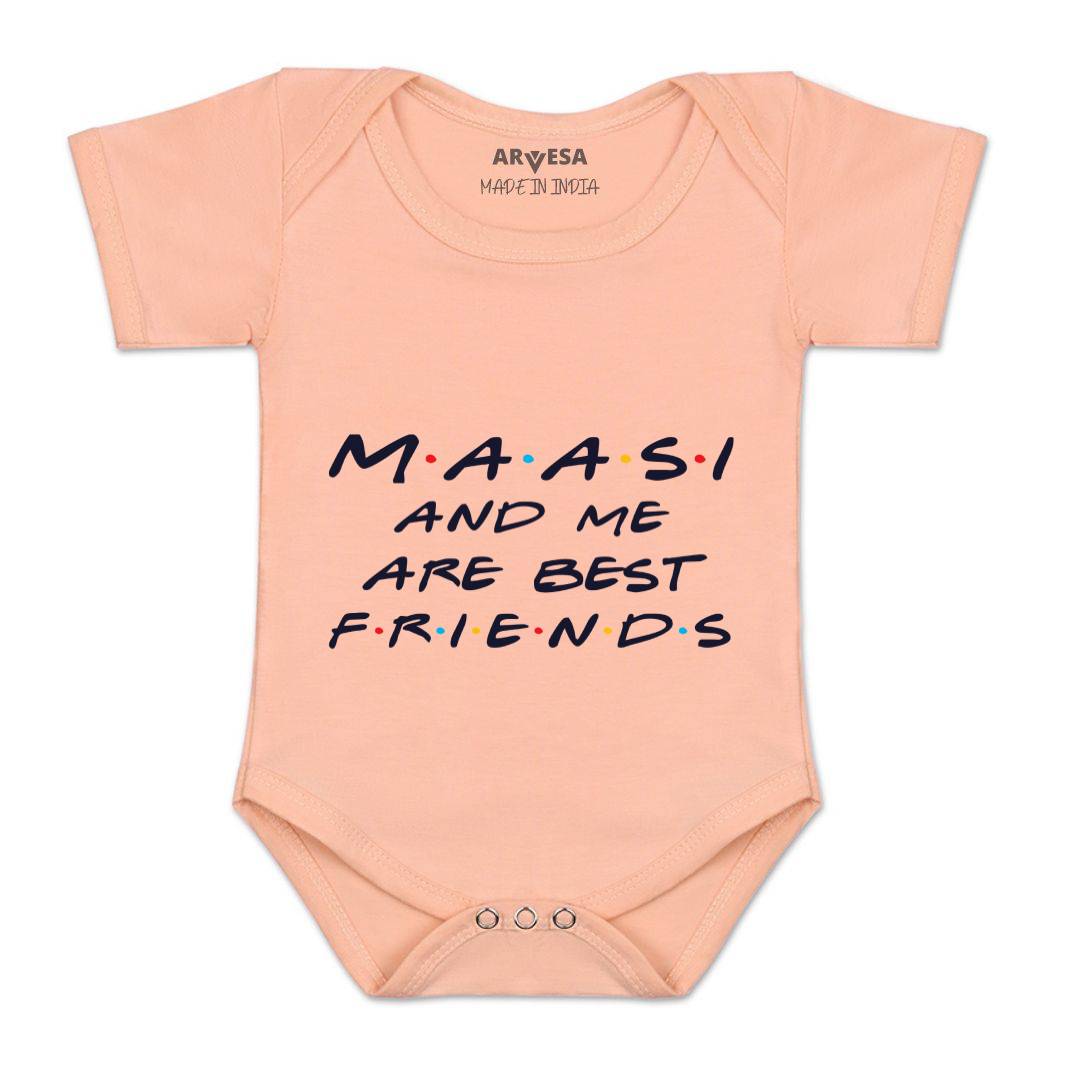 Arvesa Maasi & Me Are Best Friend Design-398 White 0-3 Months Jumpsuit for Baby Boy & Girl dress .