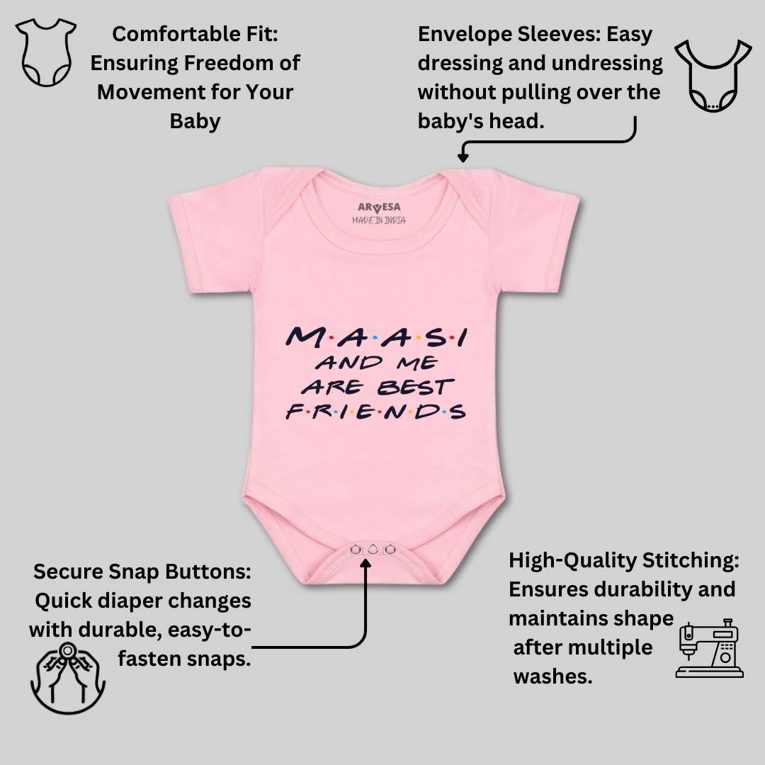 Arvesa Maasi & Me Are Best Friend Design-398 White 0-3 Months Jumpsuit for Baby Boy & Girl dress .