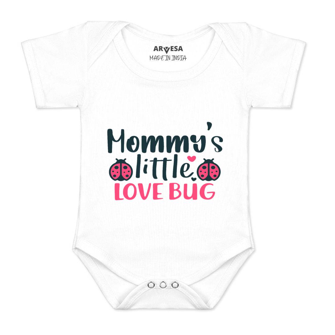Arvesa Mommy Little Love Bug Design-403 White 0-3 Months Jumpsuit for Baby Boy & Girl dress .