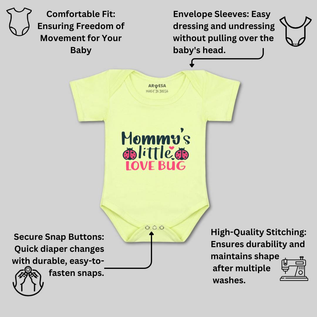 Arvesa Mommy Little Love Bug Design-403 White 0-3 Months Jumpsuit for Baby Boy & Girl dress .