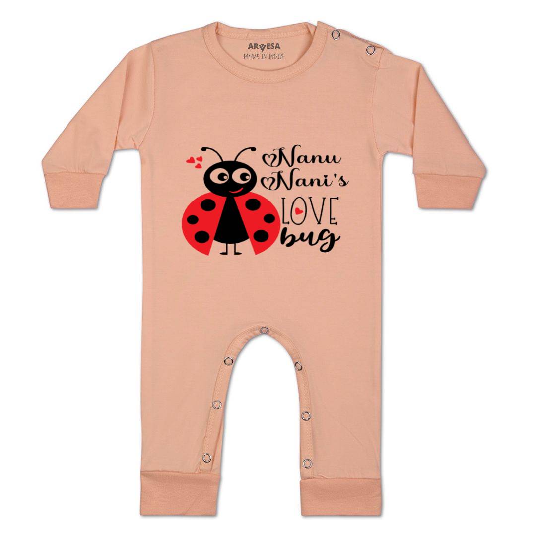 Arvesa Nanu Nani Love Bug Design-412 White 0-3 Months Jumpsuit for Baby Boy & Girl dress .