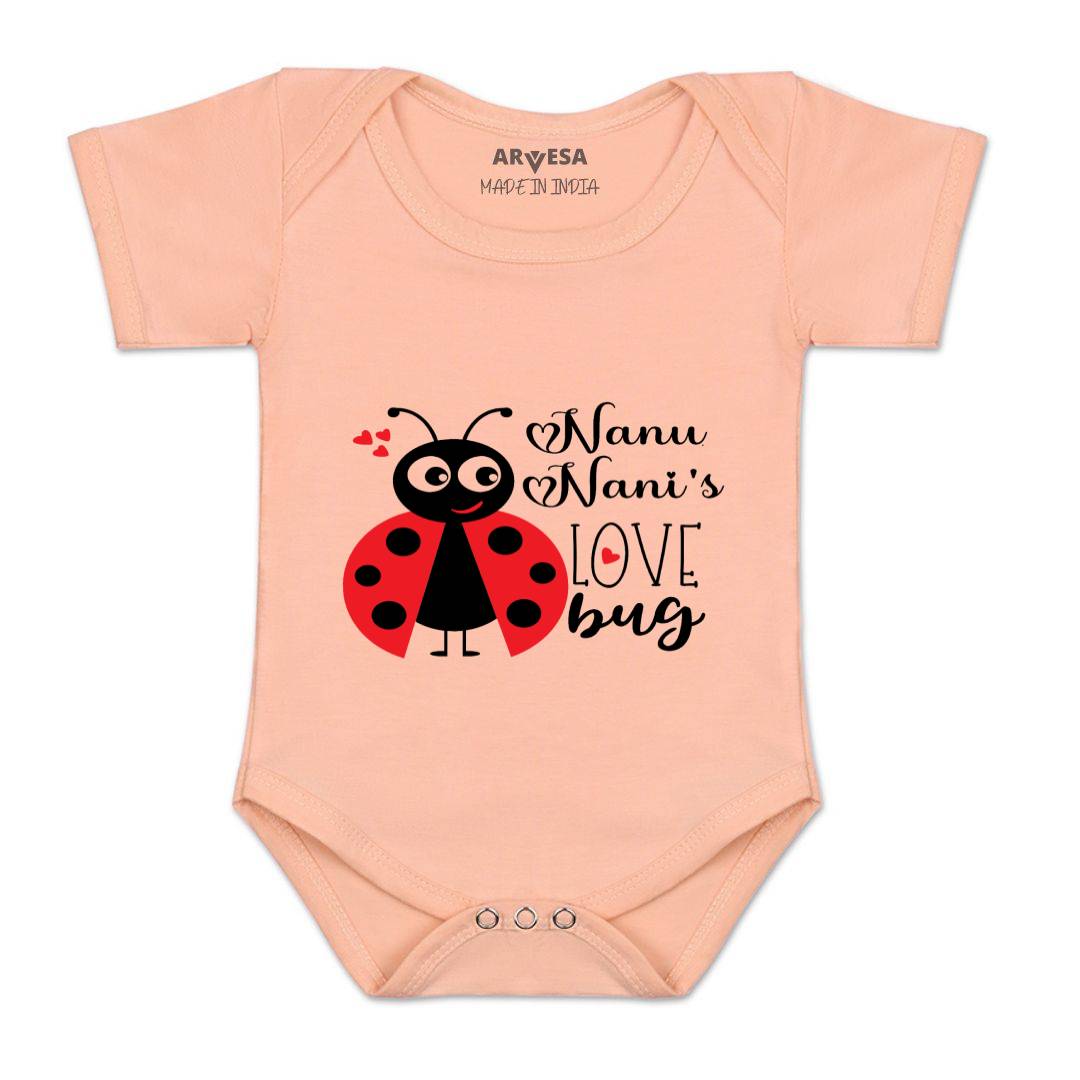 Arvesa Nanu Nani Love Bug Design-412 White 0-3 Months Jumpsuit for Baby Boy & Girl dress .
