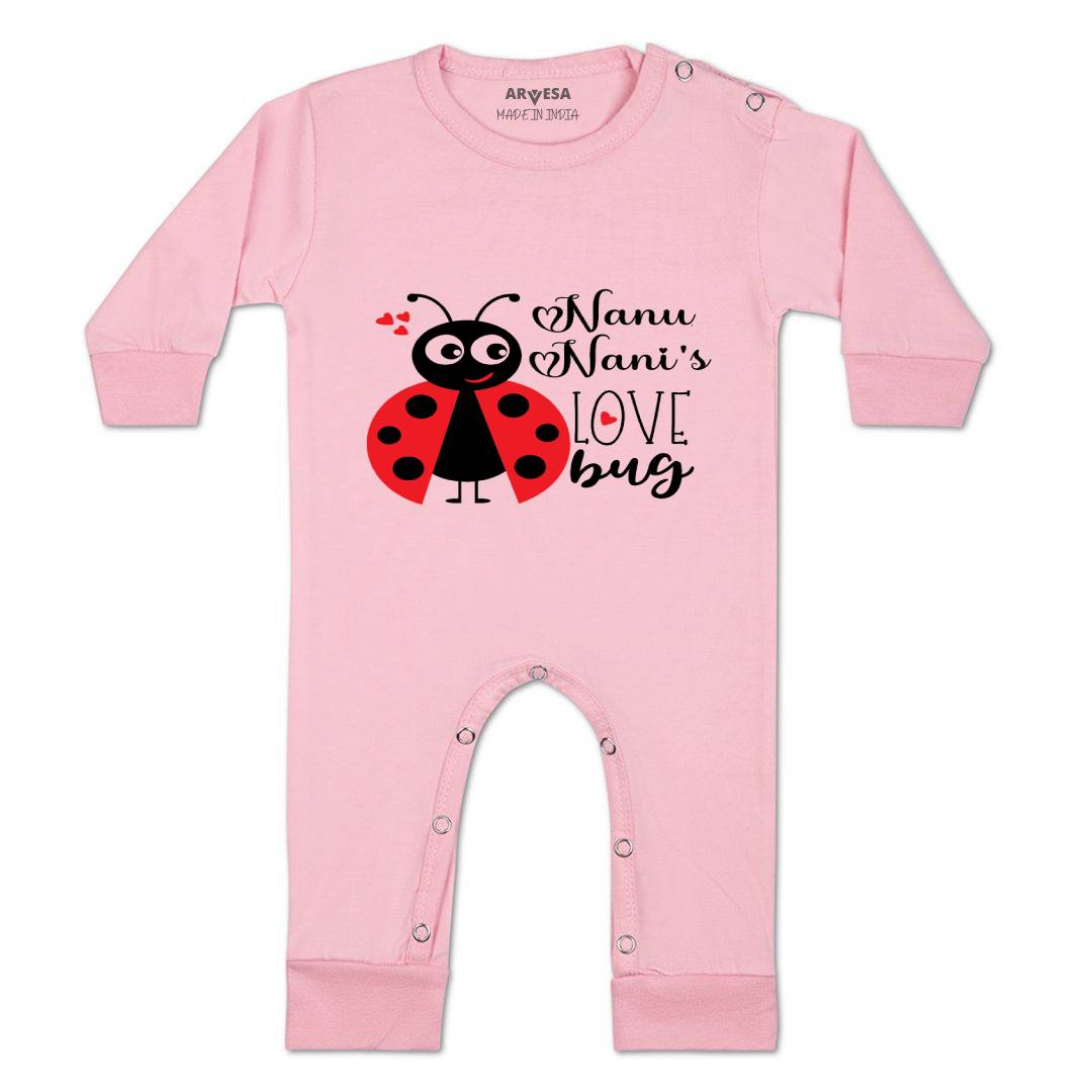 Arvesa Nanu Nani Love Bug Design-412 White 0-3 Months Jumpsuit for Baby Boy & Girl dress .