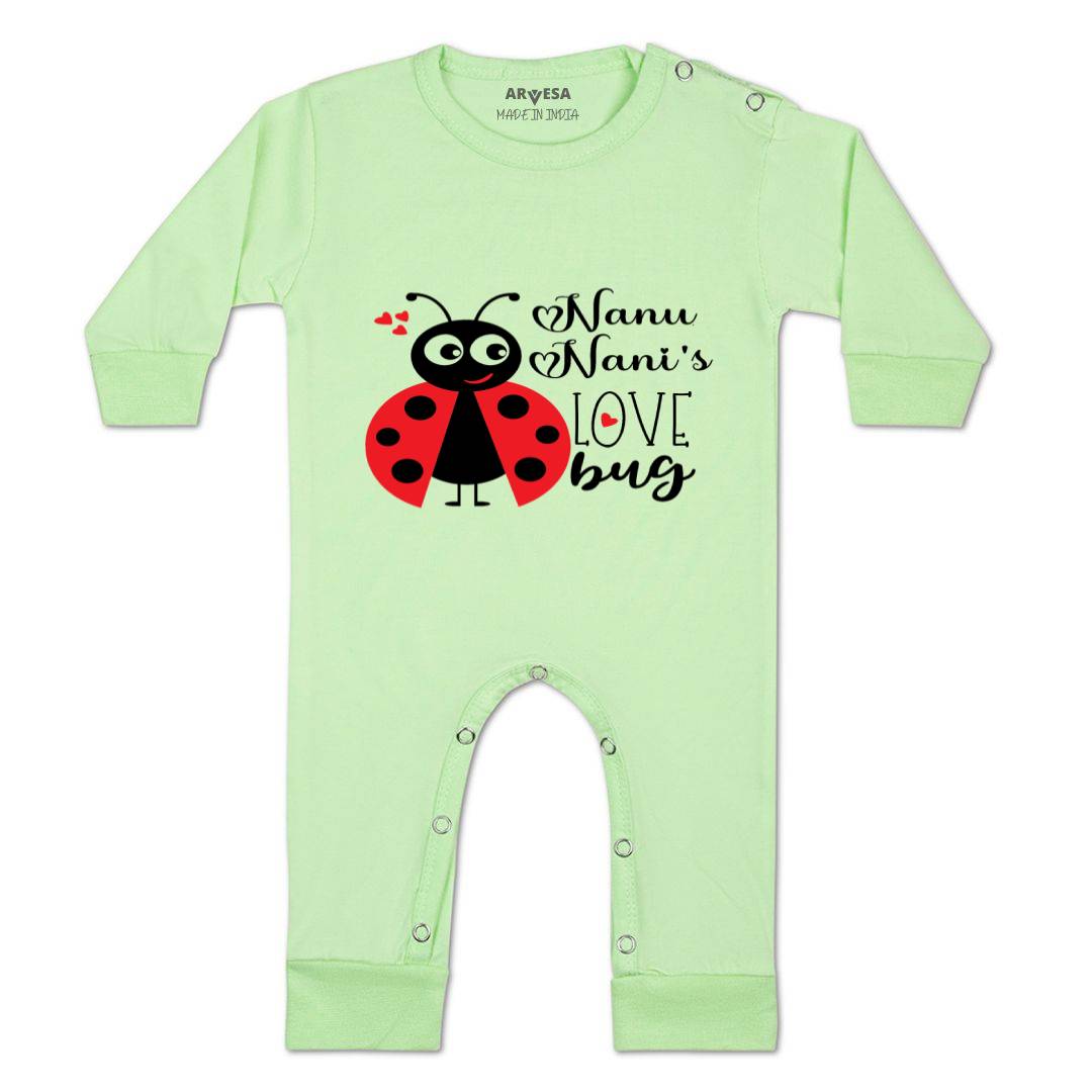 Arvesa Nanu Nani Love Bug Design-412 White 0-3 Months Jumpsuit for Baby Boy & Girl dress .