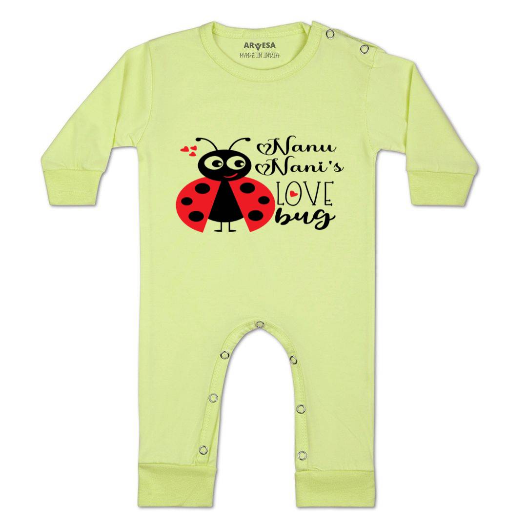 Arvesa Nanu Nani Love Bug Design-412 White 0-3 Months Jumpsuit for Baby Boy & Girl dress .
