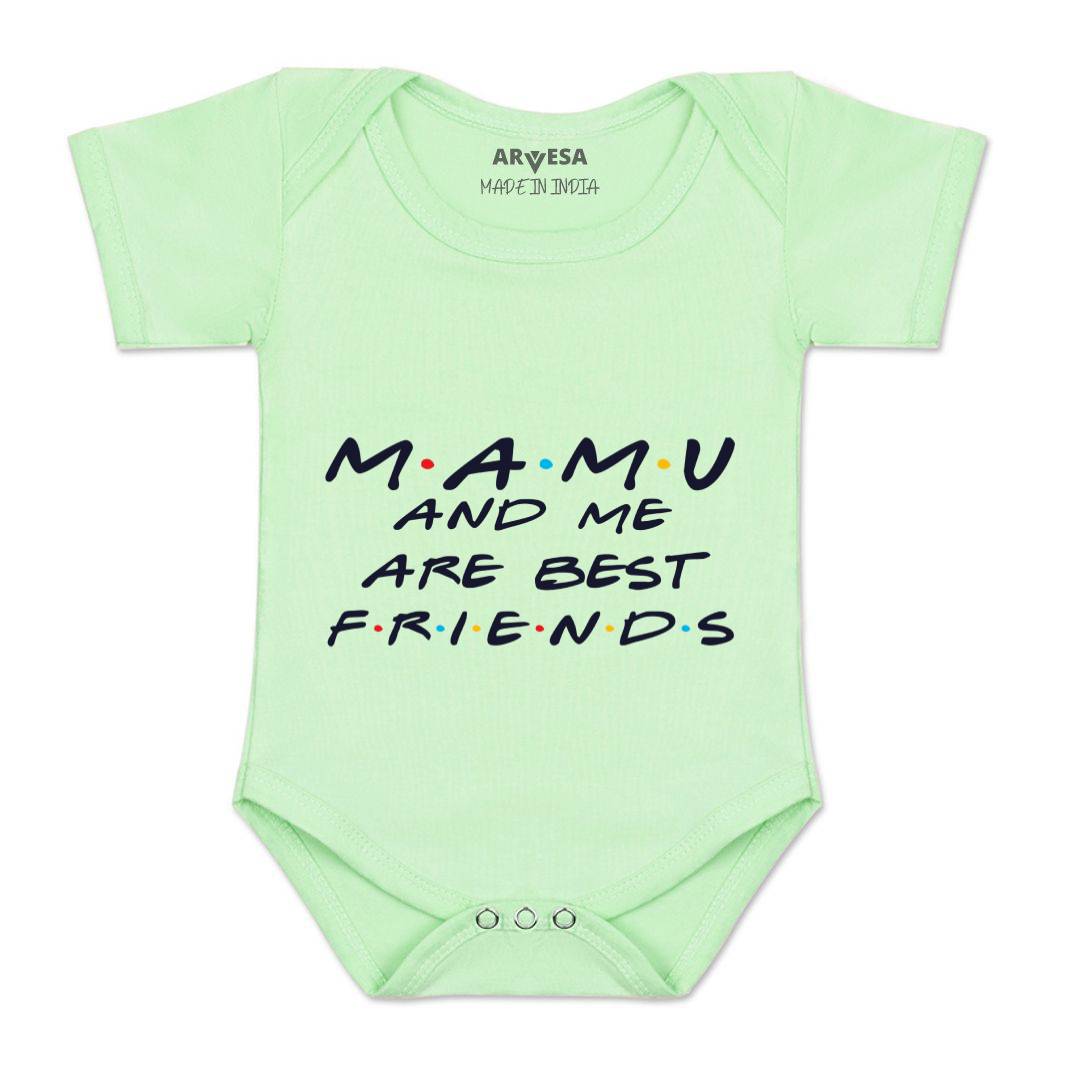 Arvesa Mamu & Me Are Best Friend Design-419 White 0-3 Months Jumpsuit for Baby Boy & Girl dress .